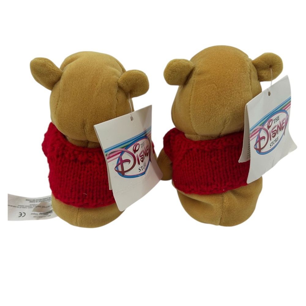 NWT The Disney Store Winnie The Pooh Mini Bean Bag Pooh w/ Red Sweater 8” Plush - Picture 7 of 9